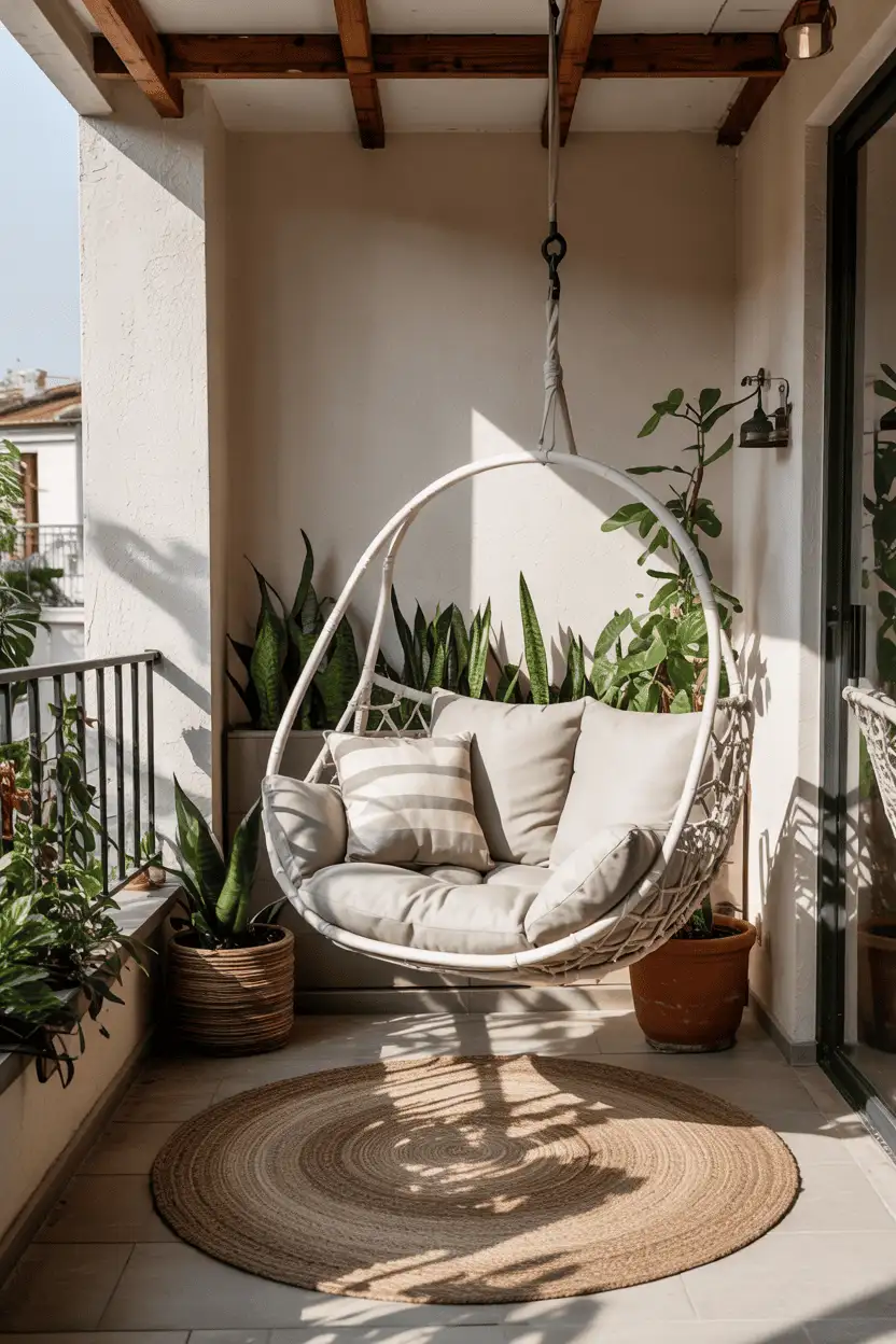 Balcony Decor Ideas Hanging Swing Chair