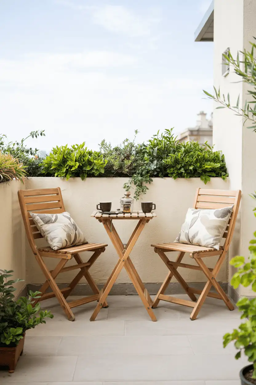 Balcony Decor Ideas Slim Bistro Set