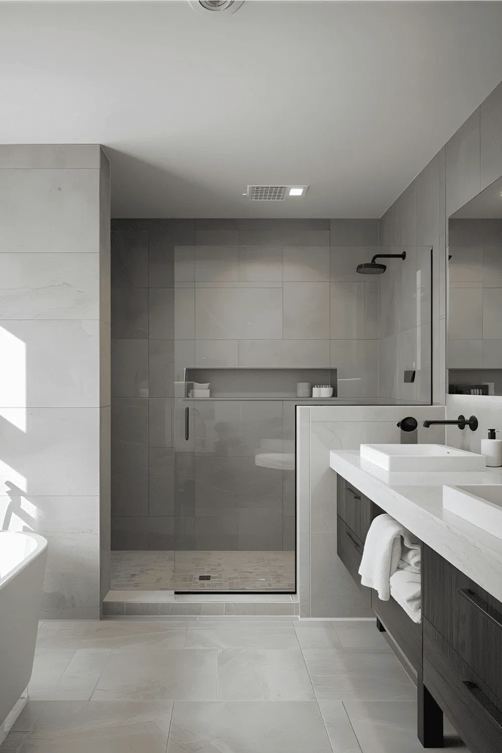 20 Modern Bathroom Ideas 2 Large Format Tiles to Create a Sleek Surface