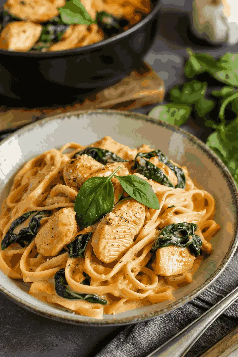 Pasta with Spinach and Chicken