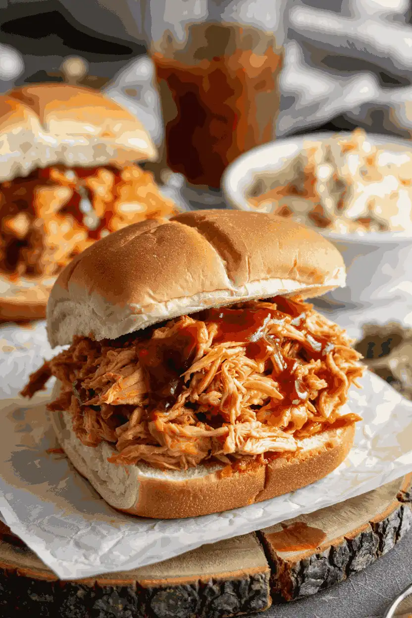 Slow Cooker Pulled Chicken Sandwiches