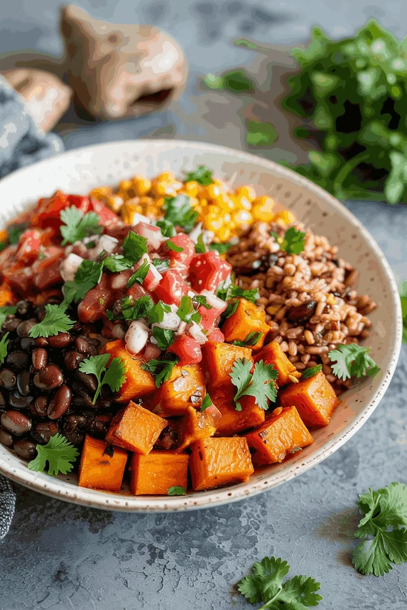 15 Quick and Healthy Lunch Ideas 8 Sweet Potato and Black Bean Burrito Bowl