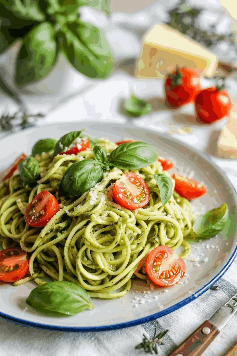 15 Quick and Healthy Lunch Ideas 15 Zucchini Noodles with Pesto and Cherry Tomatoes