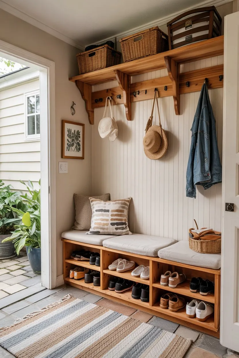 20 DIY Furniture Makeover Ideas 9 DIY Furniture Entryway Storage Bench with Seating