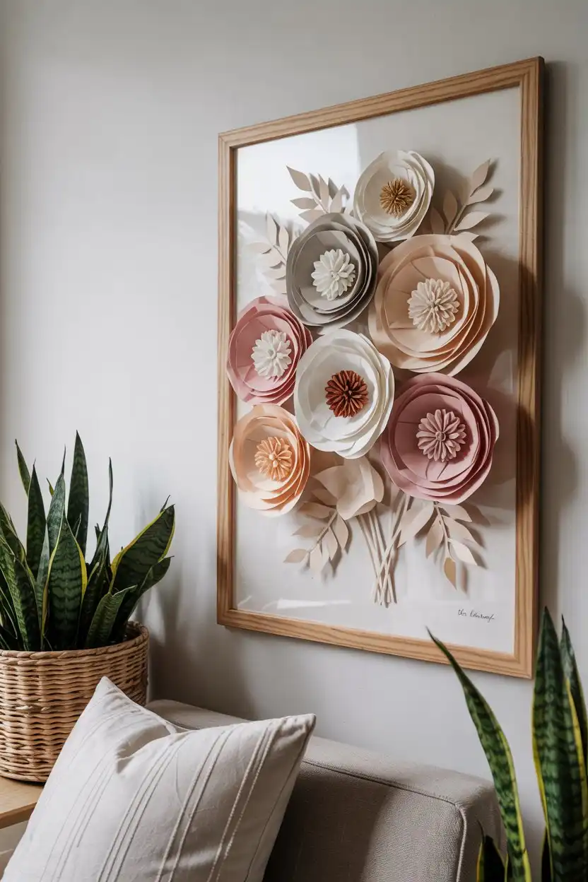 20 DIY Paper Craft Home Accent Ideas 20 DIY Paper Craft Paper Bouquet Wall Art for Artistic Decor