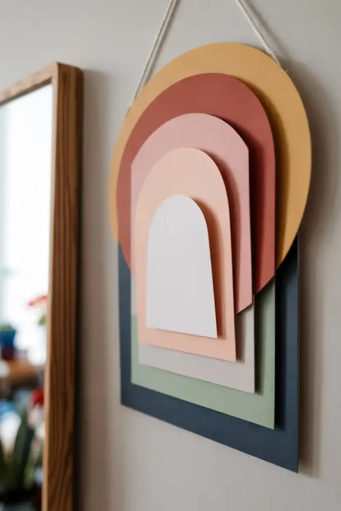 20 DIY Paper Craft Home Accent Ideas 8 DIY Paper Craft Wall Hanging Decor Using Color Paper Layers