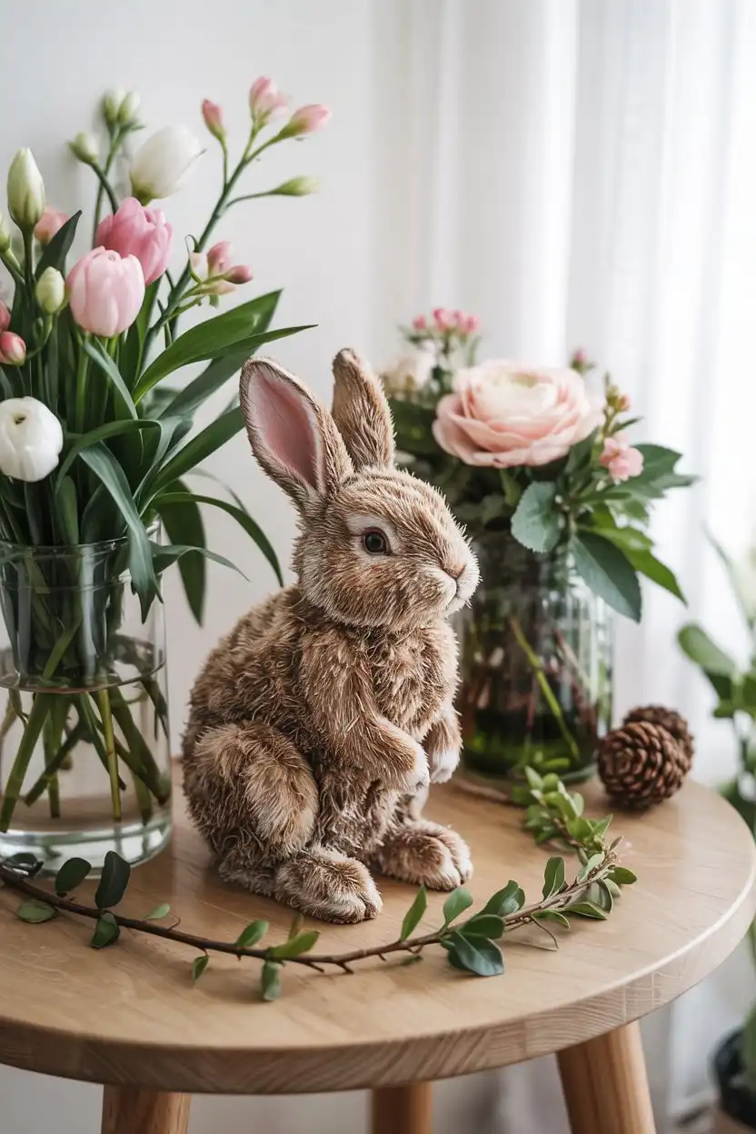 20 DIY Spring Decor Ideas 14 DIY Spring Decor DIY Moss Bunny for Seasonal Accents