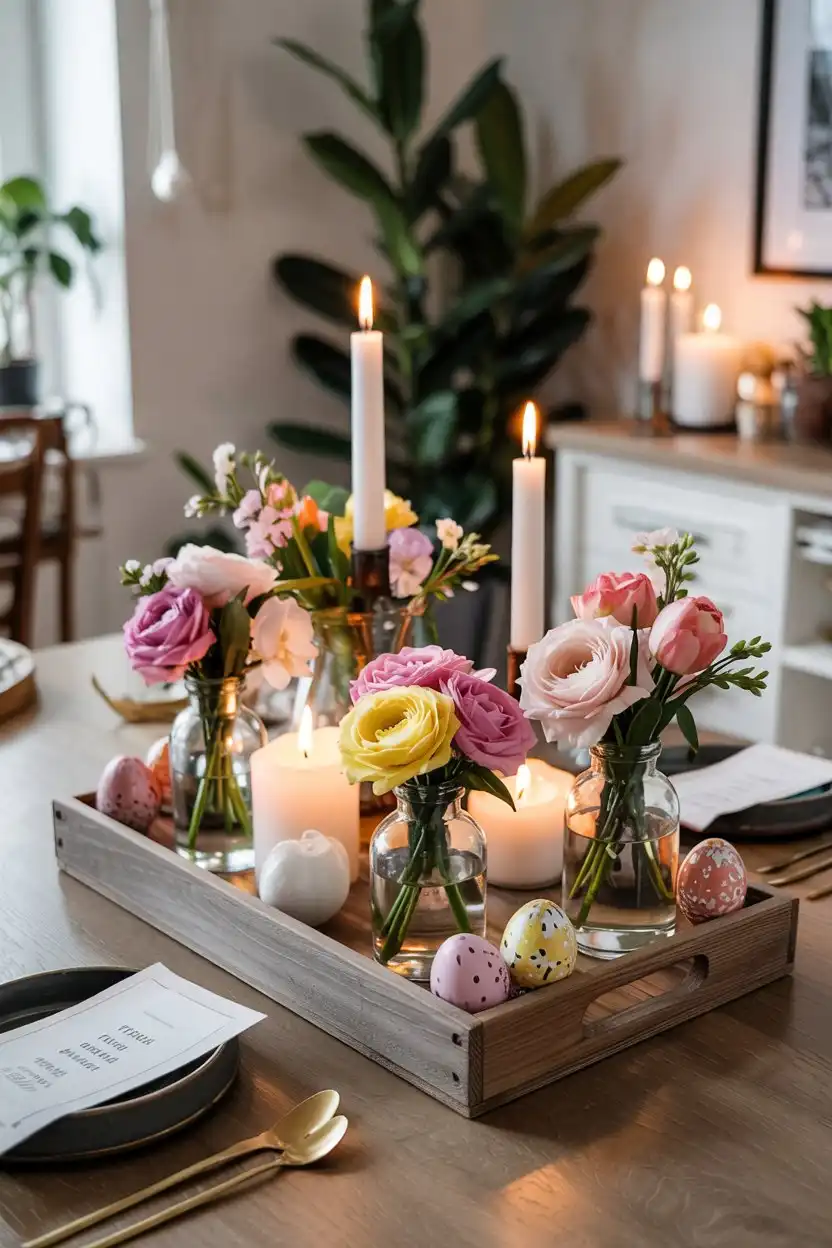 20 DIY Spring Decor Ideas 16 DIY Spring Decor DIY Spring Table Decorations with Trays