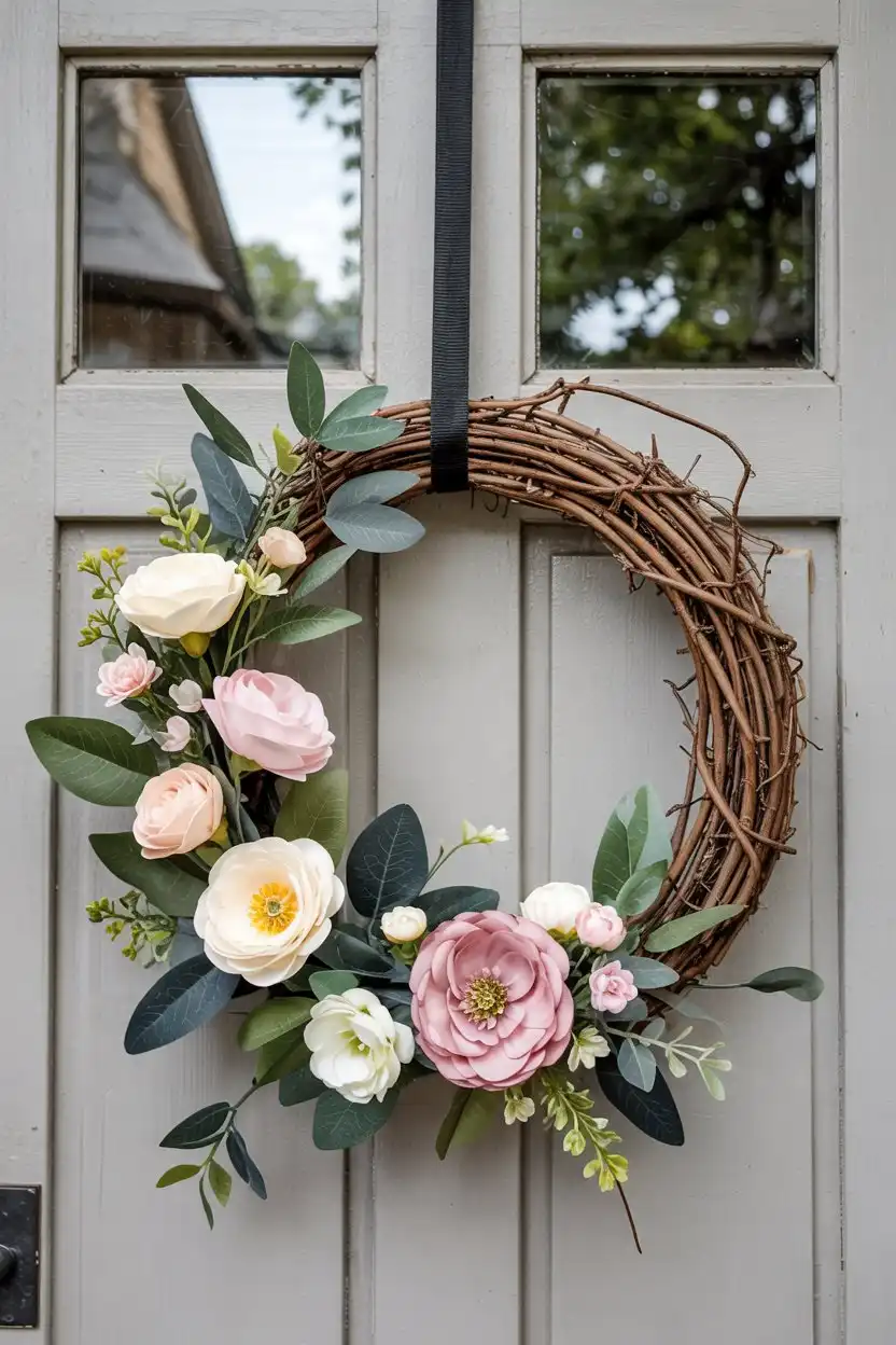 20 DIY Spring Decor Ideas 4 DIY Spring Decor Grapevine Spring Wreath with Natural Texture