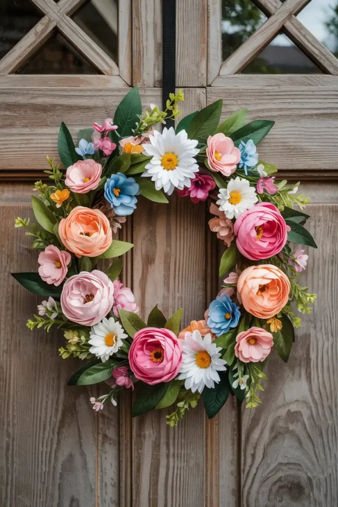 20 DIY Spring Decor Ideas 1 DIY Spring Decor Spring Wreath Using Faux Florals and Greenery
