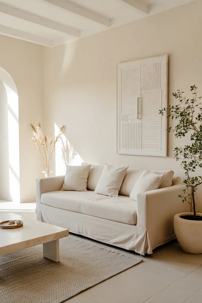 25 Minimalist Living Room Decor Ideas 1 Minimalist Living Room a Neutral-Toned Sofa Set