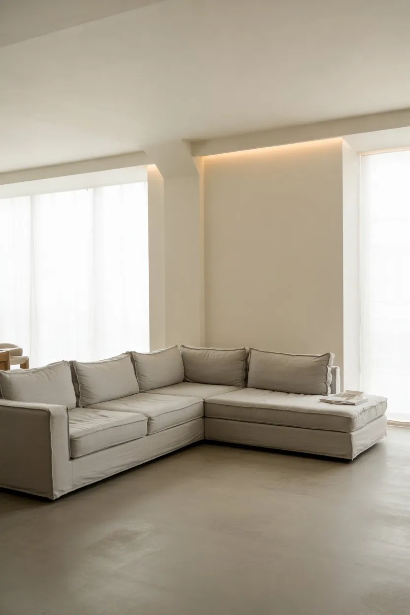 25 Minimalist Living Room Decor Ideas 2 Minimalist Living Room a Sleek L-Shaped Sectional Couch