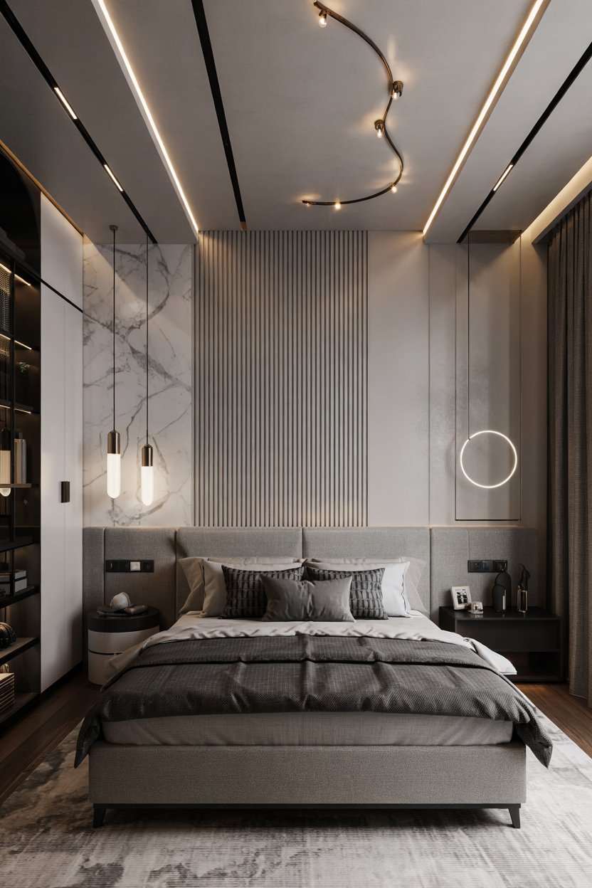 30 Modern Bedroom Designs Ideas 27 Modern Bedroom with Architectural Ceiling Design
