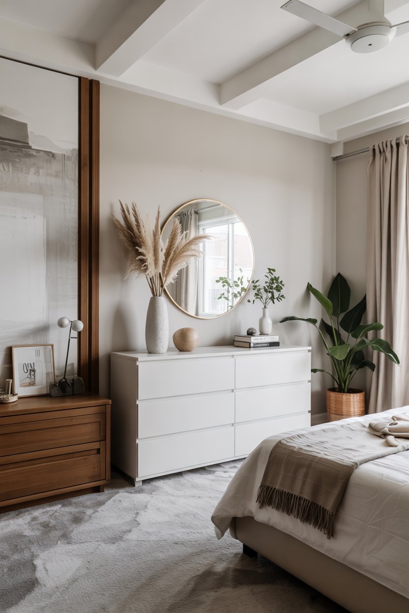 30 Modern Bedroom Designs Ideas 11 Modern Bedroom with White Dresser as Visual Anchor