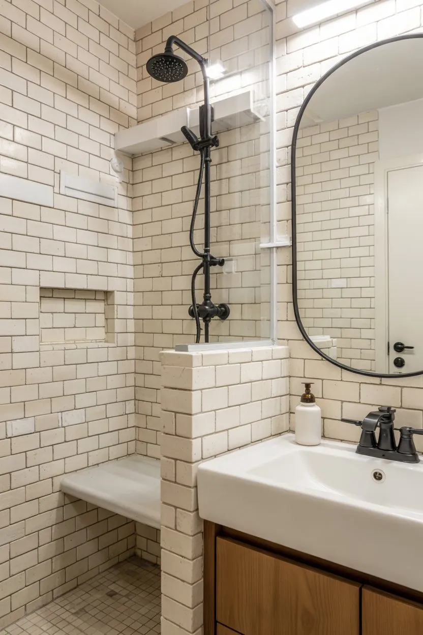 Small Bathroom Ideas Light-Colored Grout for Seamless Surfaces