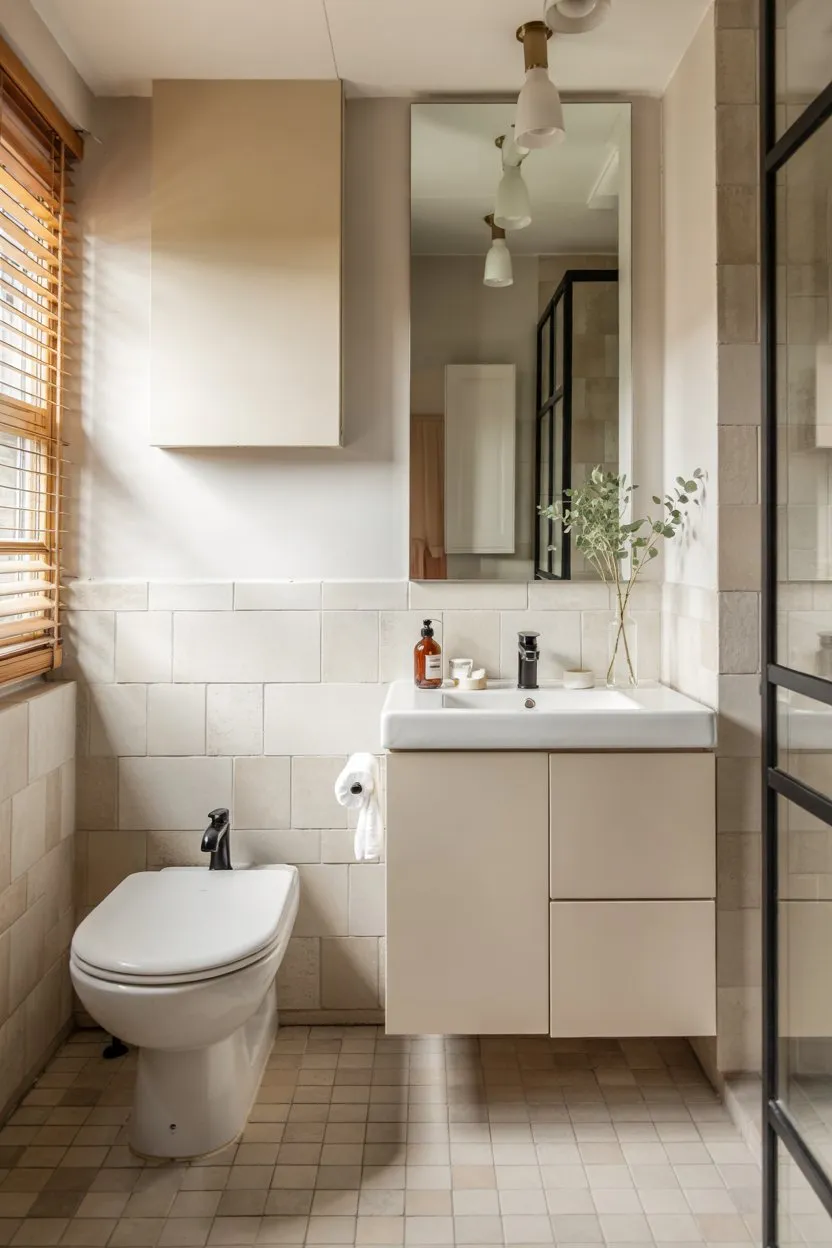 Small Bathroom Ideas Light Neutral Color Palette for Openness