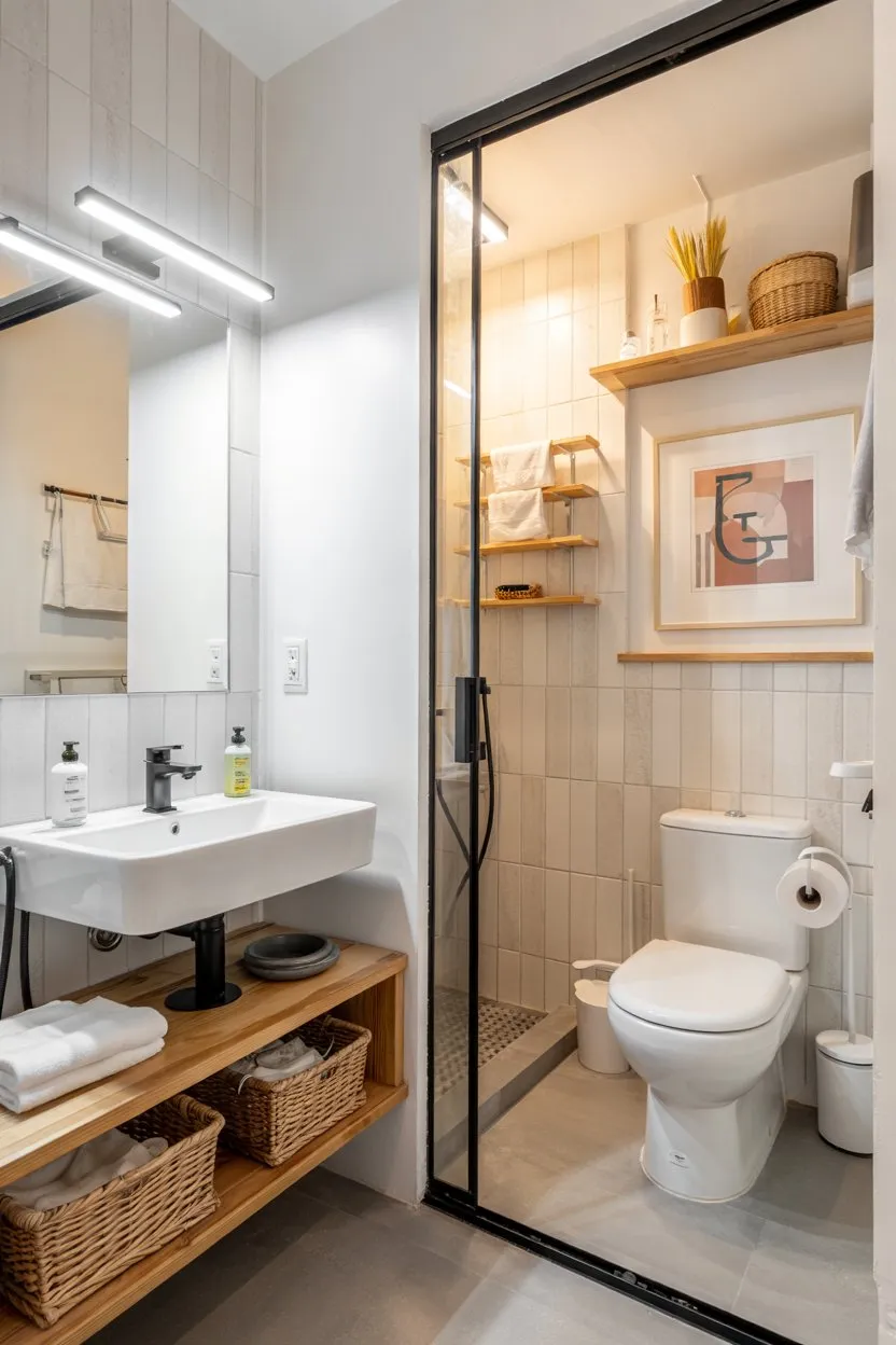 Small Bathroom Ideas Sliding or Pocket Doors to Save Space