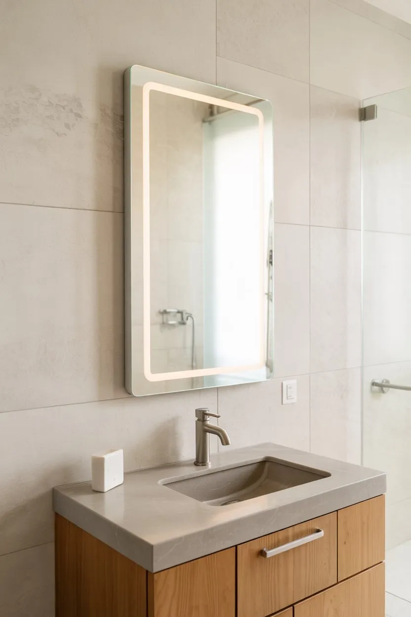 Small Bathroom Ideas Smart Mirror With Integrated Lighting