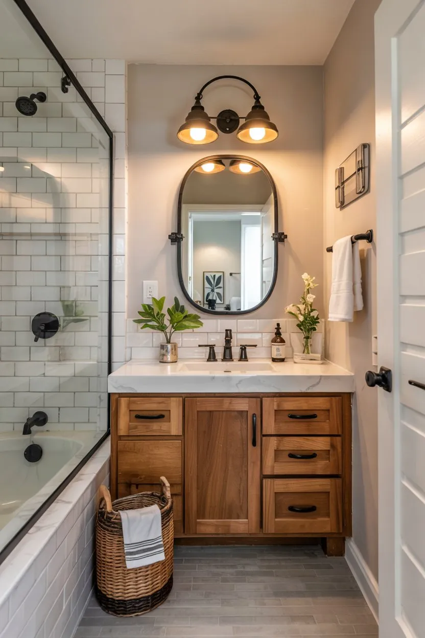Small Bathroom Ideas Statement Lighting as a Design Anchor