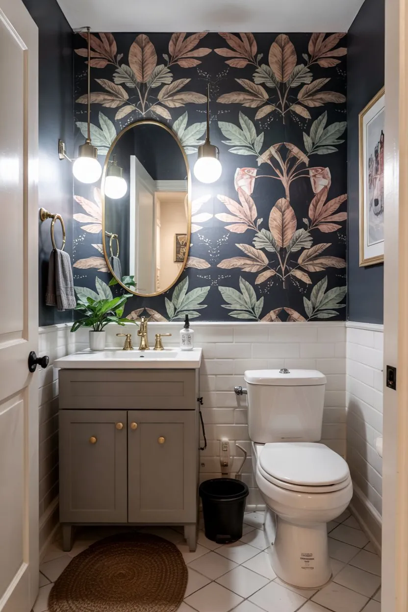 Small Bathroom Ideas Wallpaper for Depth in Powder Rooms