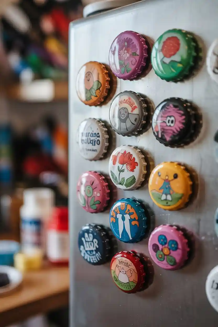 25 DIY Craft Projects 20 Bottle Cap Magnets