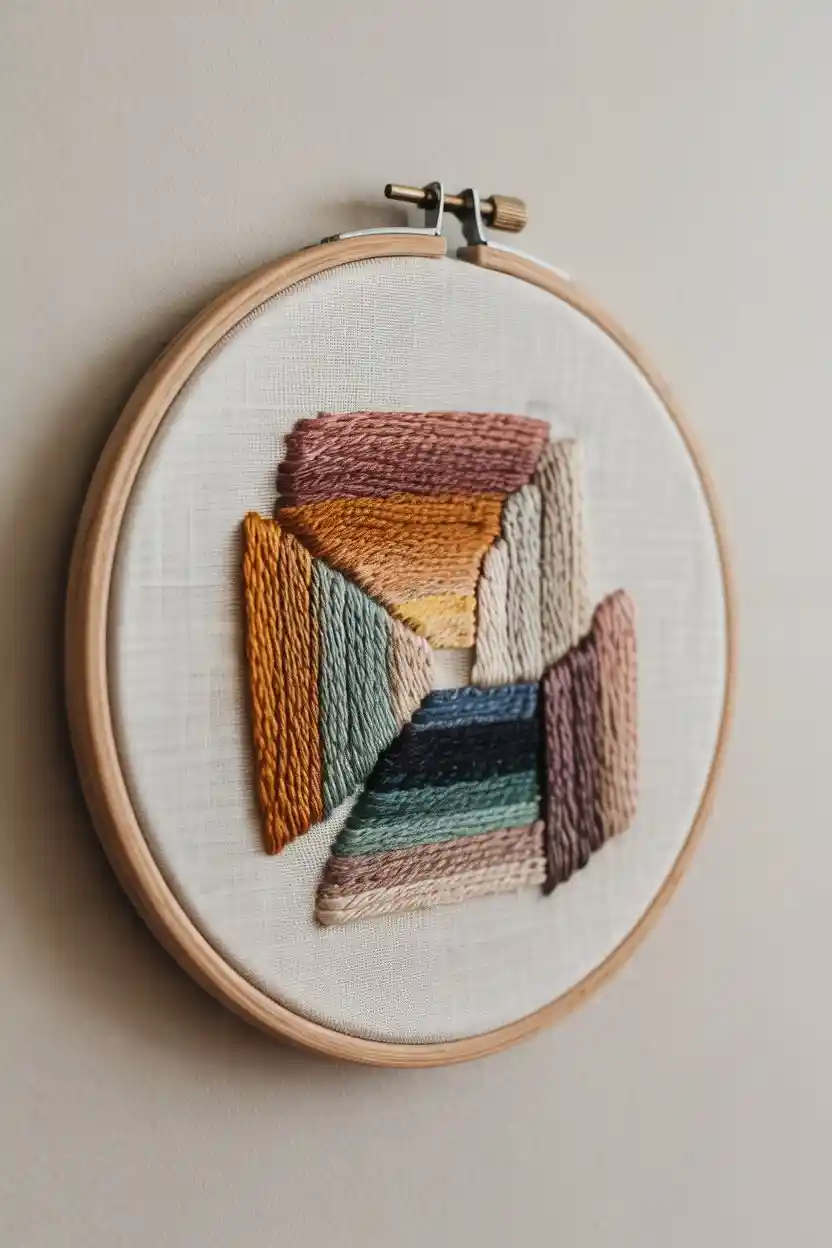 25 Embroidery Hoop Art Ideas 5 Abstract Color Block Embroidery Hoop