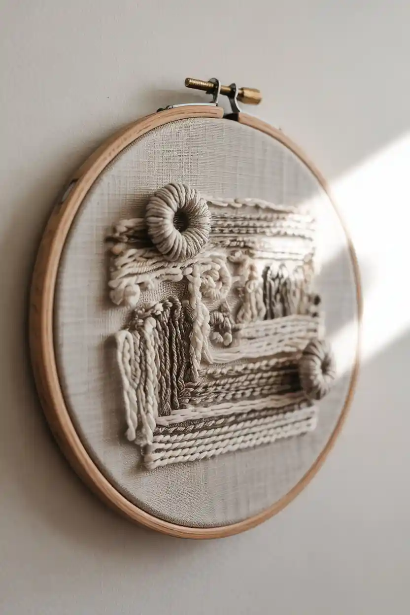 25 Embroidery Hoop Art Ideas 19 Neutral Texture Embroidery Hoop
