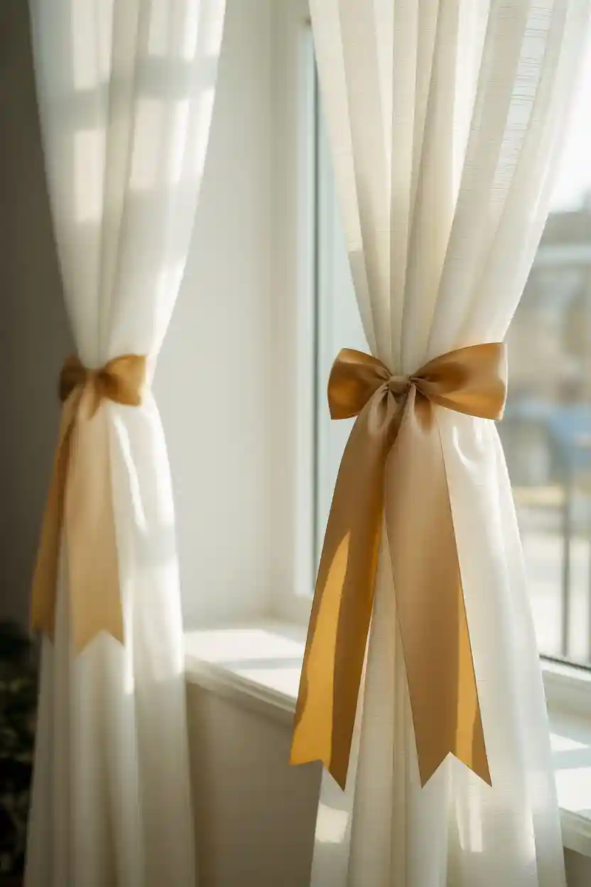 Handmade Ribbon Bow Curtain Tiebacks