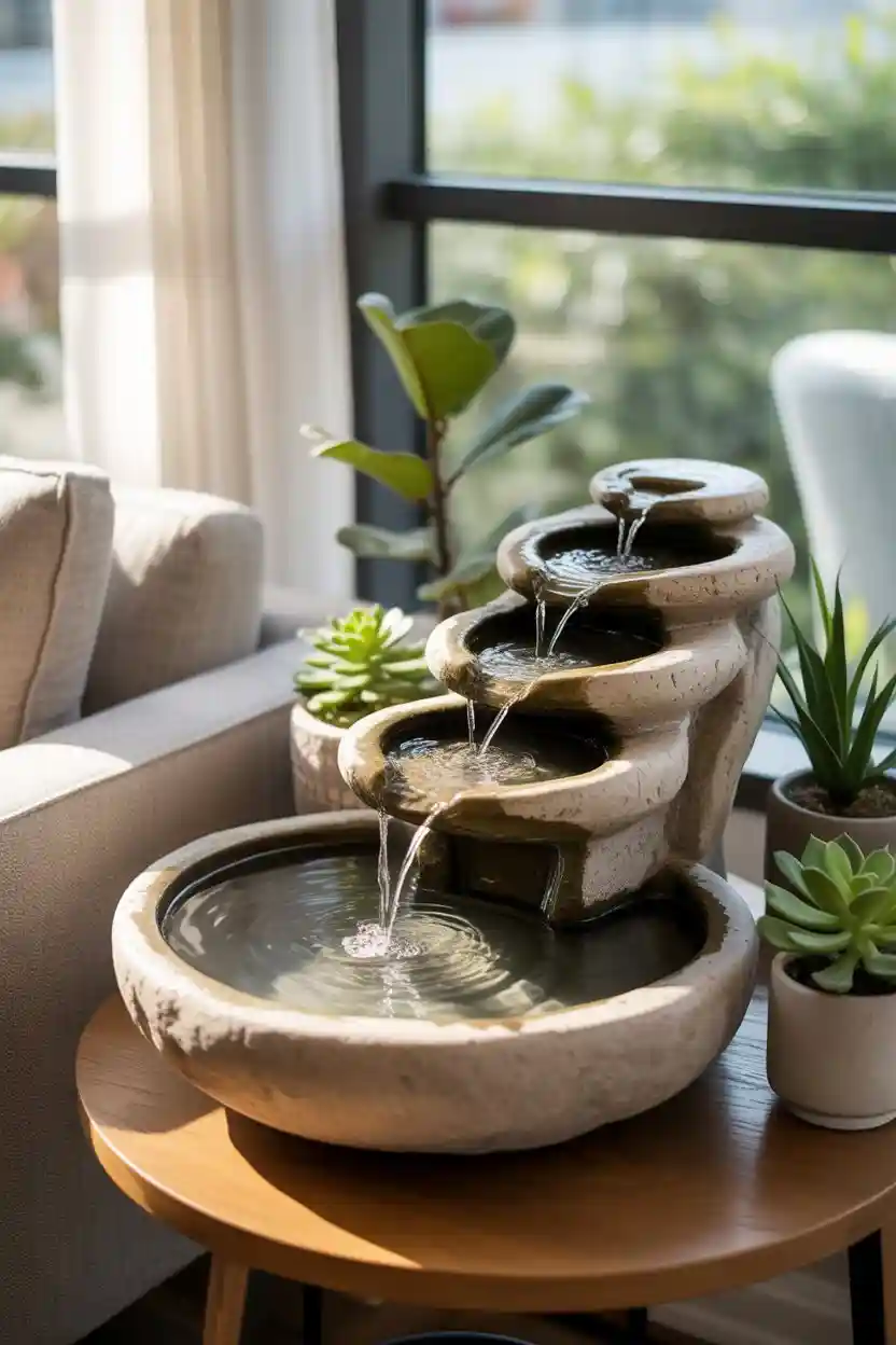 25 Minimalist Indoor Decorating Ideas 23 Incorporate Small Indoor Fountains for Serenity
