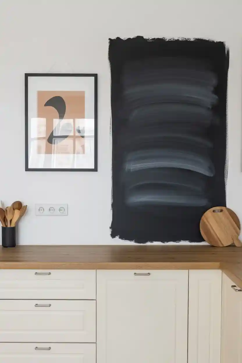 25 Budget Kitchen Makeover Ideas 24 Add Decorative Wall Art or Chalkboard Paint