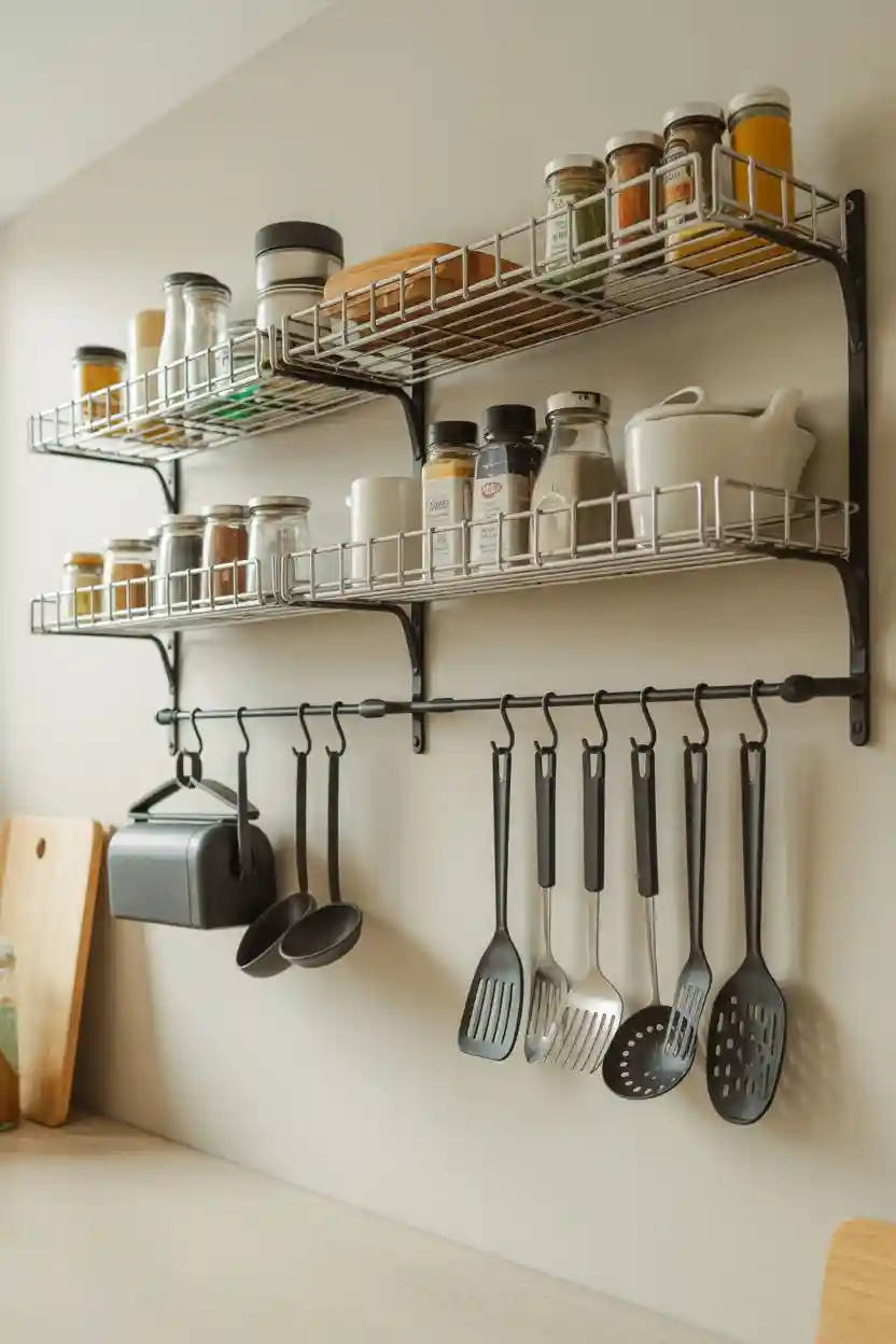 25 Budget Kitchen Makeover Ideas 19 Add Open Wire Racks for Storage and Style