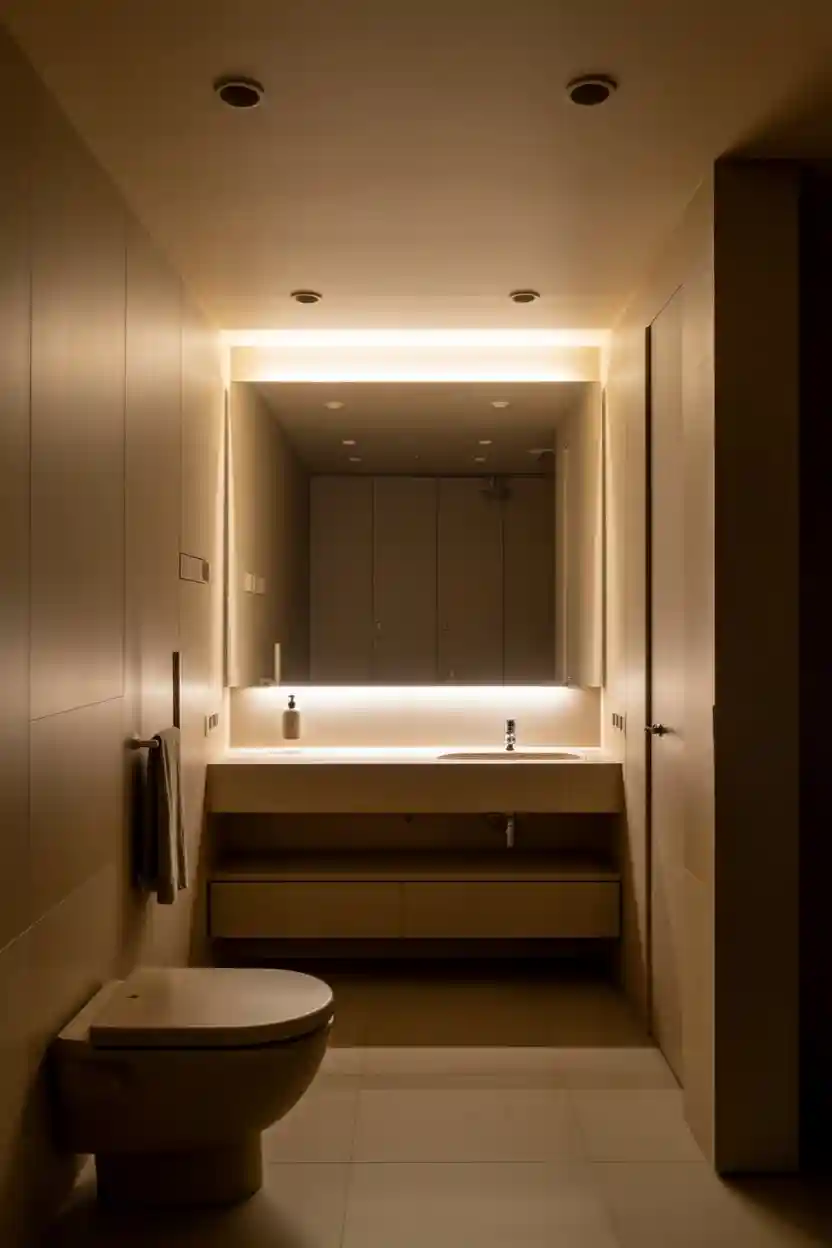 25 Minimalist Bathroom Decor Ideas 10 Minimalist Lighting with Soft Diffusion