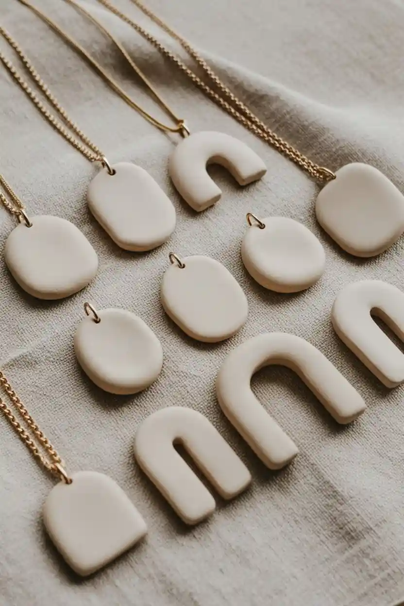 30 Polymer Clay Ideas for Jewelry, Decor, and Gifts 2 Minimalist Polymer Clay Pendant Necklaces for Everyday Wear