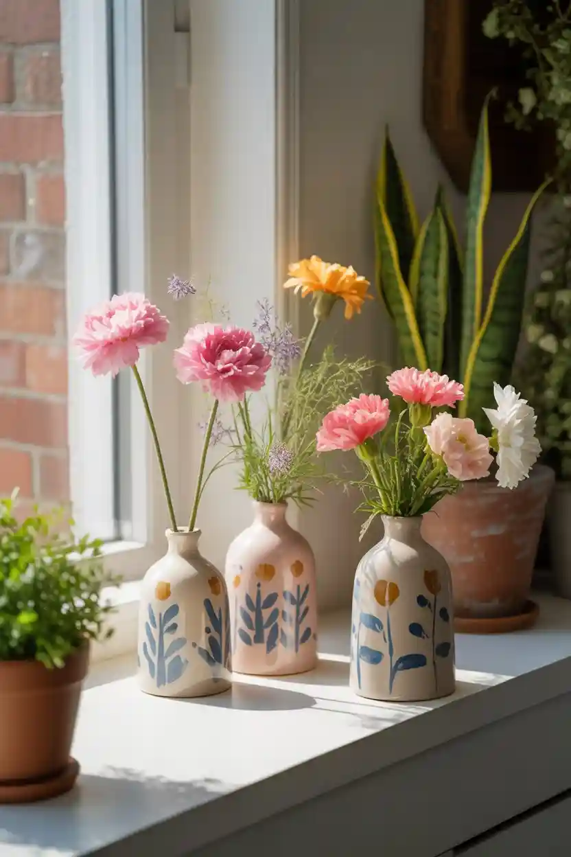 Painted Flower Vases