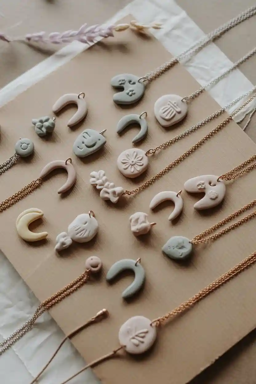 30 Polymer Clay Ideas for Jewelry, Decor, and Gifts 5 Polymer Clay Charm Necklaces with Symbolic Motifs