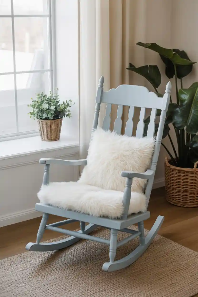 26 Upcycled Chair Ideas 10 Rocking Chair Upcycle with Fresh Paint and Cushions
