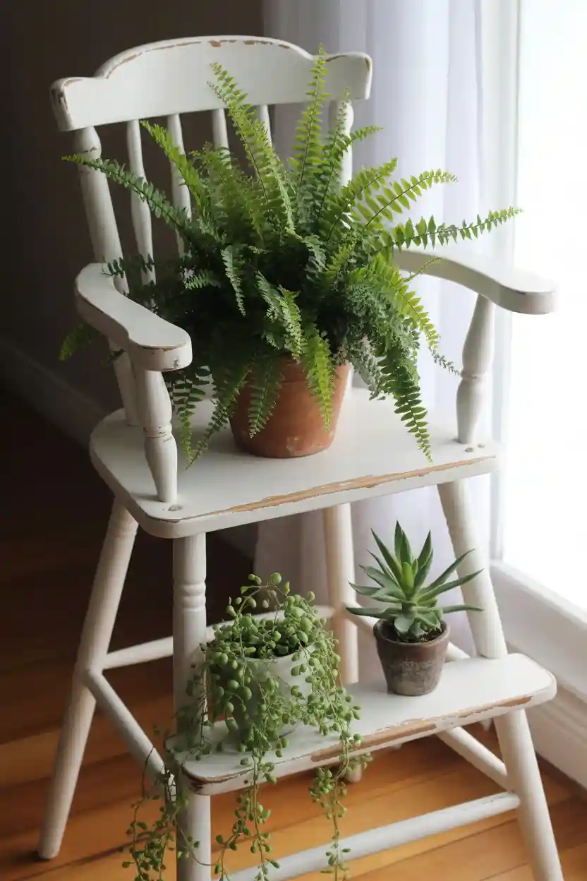 26 Upcycled Chair Ideas 20 Upcycling Old High Chairs into Plant Stands