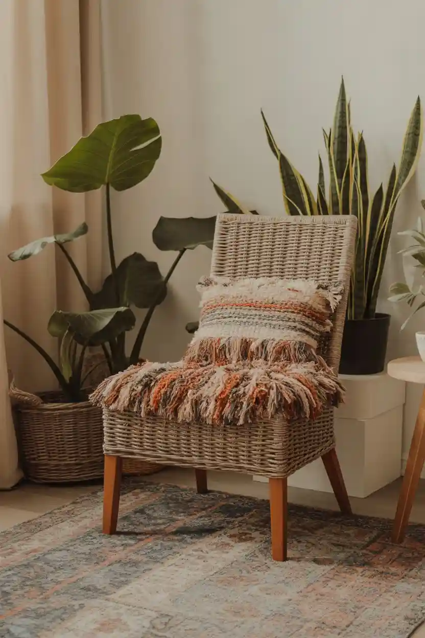 26 Upcycled Chair Ideas 13 Wicker Chair Upcycle with Fabric Wrapped Frames