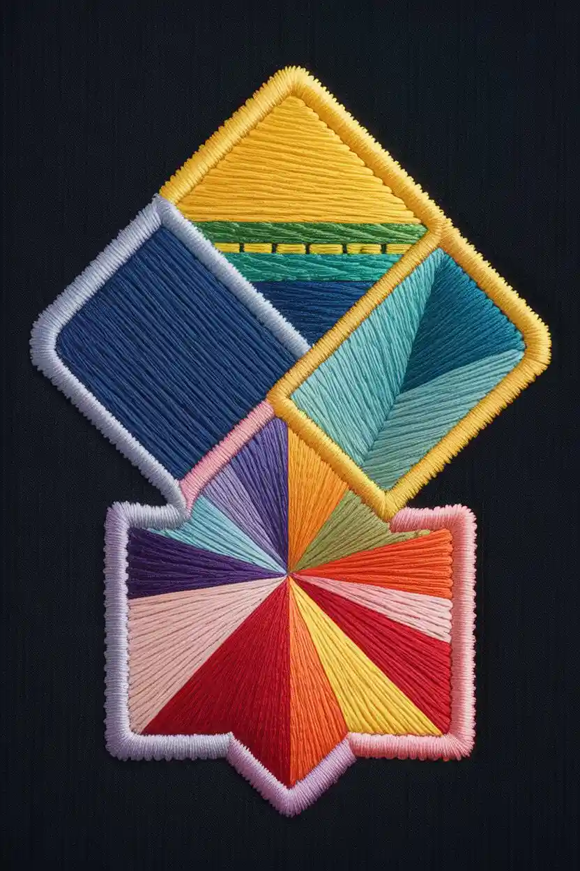 Abstract Geometric Patch Embroidery