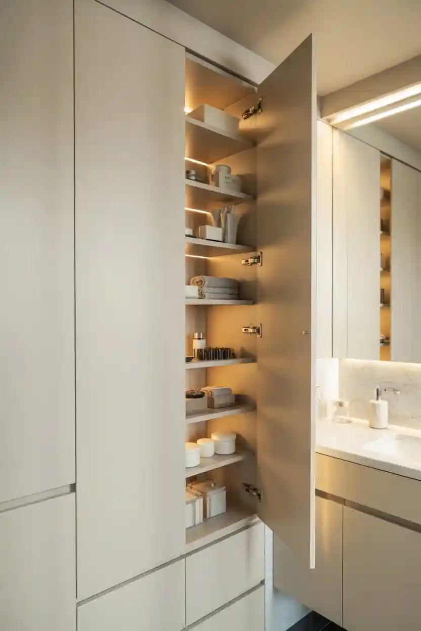 30 Bathroom Storage and Organization Ideas 27 Built-In Cabinet Storage