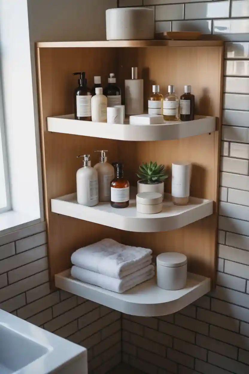 30 Bathroom Storage and Organization Ideas 6 Corner Shelf Unit