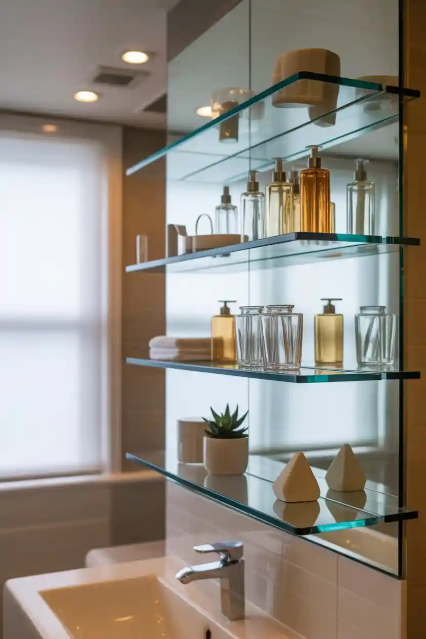 30 Bathroom Storage and Organization Ideas 15 Glass Shelf Organizer