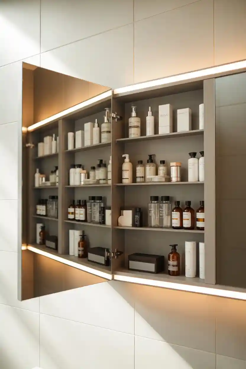 30 Bathroom Storage and Organization Ideas 4 Mirror Cabinet with Hidden Storage