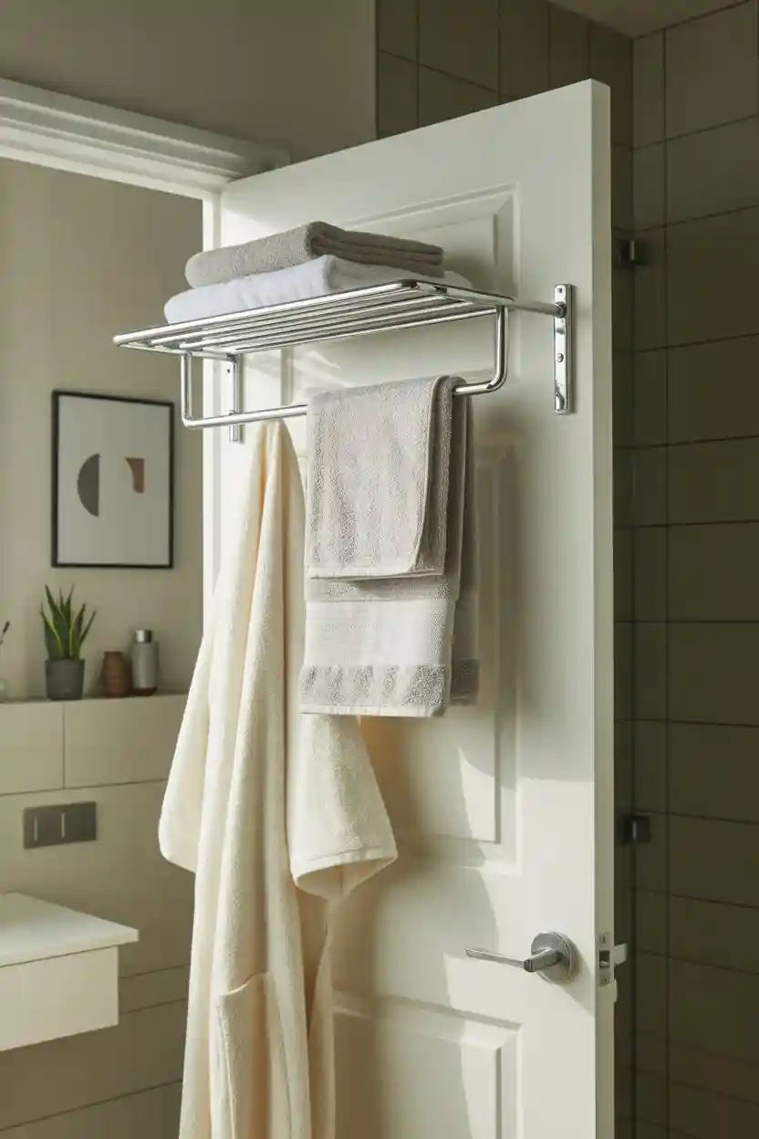 30 Bathroom Storage and Organization Ideas 5 Over-the-Door Towel Rack