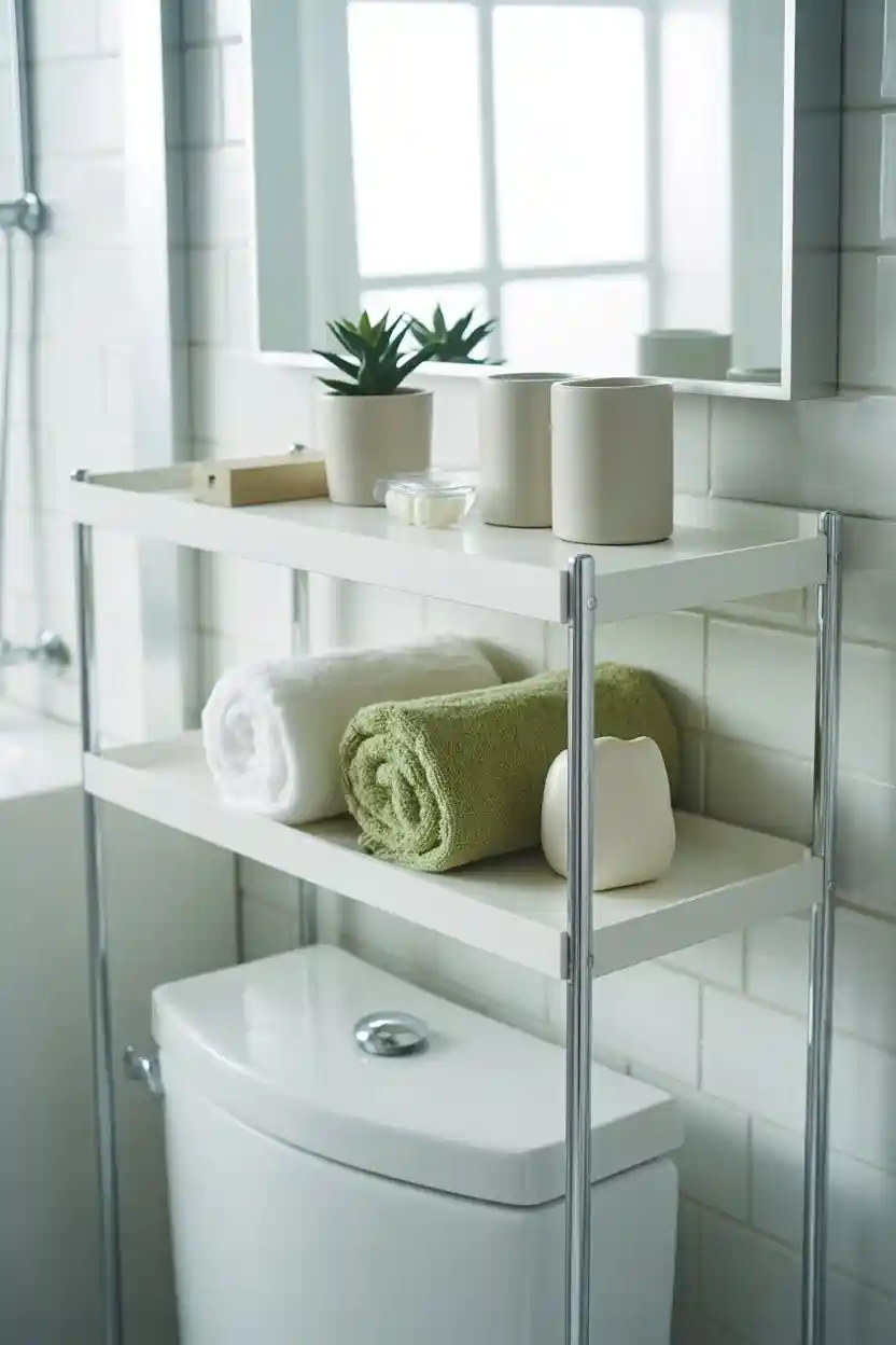 30 Bathroom Storage and Organization Ideas 29 Over-the-Toilet Shelf Unit