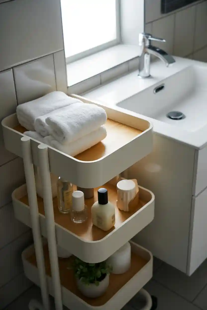 30 Bathroom Storage and Organization Ideas 13 Rolling Storage Cart