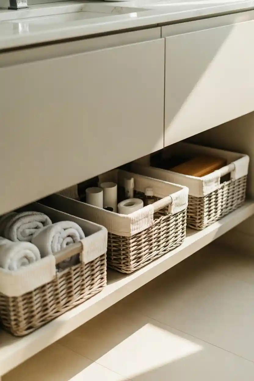 30 Bathroom Storage and Organization Ideas 11 Under-Cabinet Baskets
