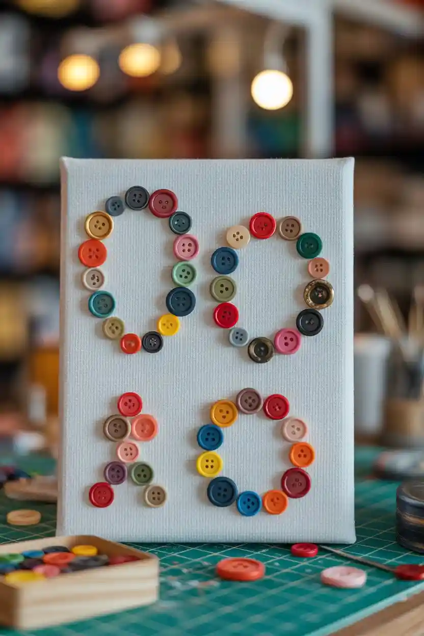 30 Creative Craft Ideas Using Everyday Materials 22 Creative Button Canvas Art