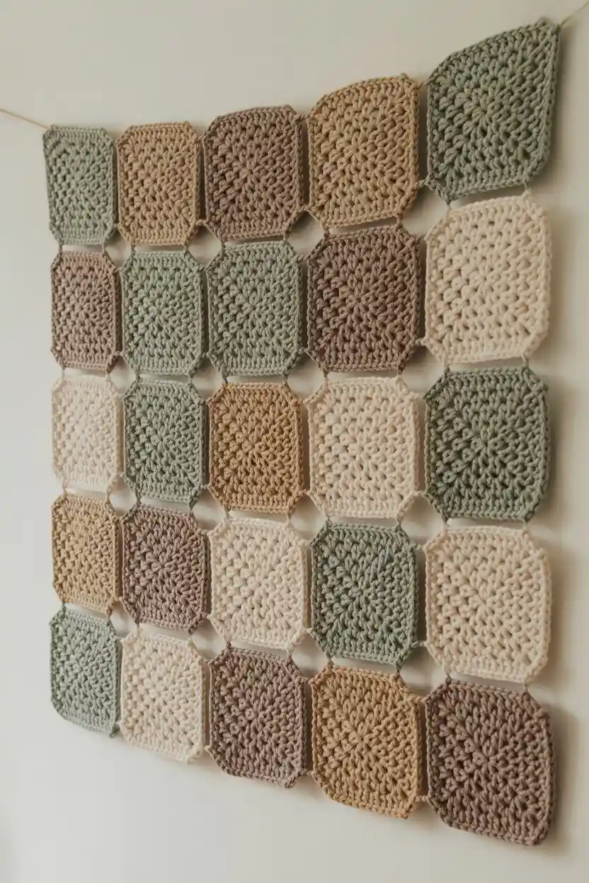 30 Free Crochet Pattern Ideas for Home Decor 8 Crochet Granny Square Wall Tapestry