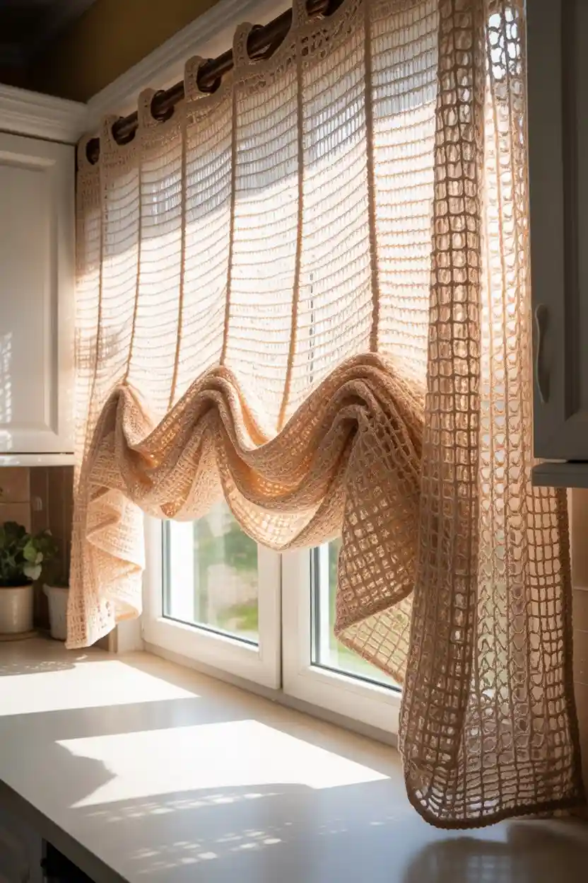 30 Free Crochet Pattern Ideas for Home Decor 13 Crochet Window Valance Panels